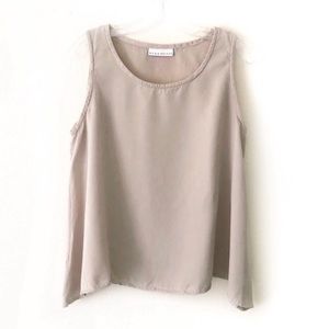 BRYN WALKER natural tan sleeveless top 100% tencel